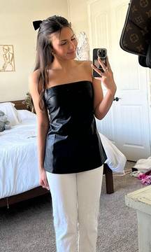 Black Leather Peplum Top