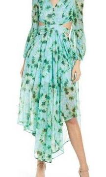 Rahi Willa Cut-Out Long Sleeve Dress, Lime Tie Dye Print Size L, New with Tag