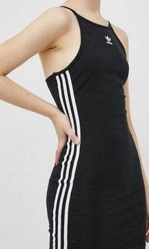 Adidas Adicolor Classic Fitted Summer Mini Dress Black White Women's XS