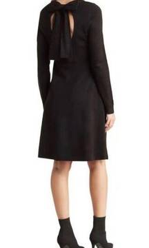 Vince Camuto Cut Out Bow Back Sweater Dress Black Medium Long Sleeve