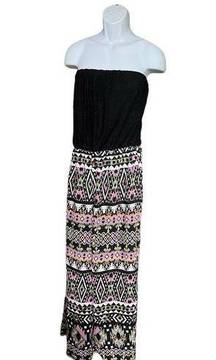 Womens Liberty Love Crocheted Straplesss Tribal Print Mixed Media Jumpsuit -  XL