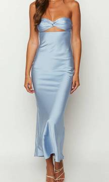 Xander Blue Satin Maxi Dress