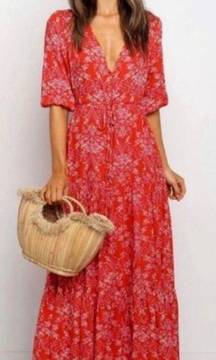 ABEL THE LABEL Red Boho Maxi Dress