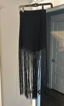 fringe black skirt