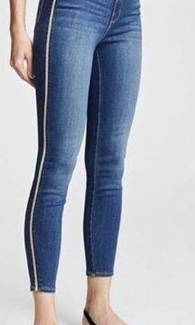 L’AGENCE Margot High Rise Skinny Jeans Glitter Tuxedo Stripe Neptune Wash Sz 27