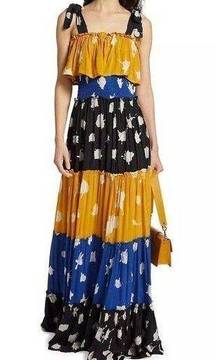 Busayo Dotun Tiered Sleeveless Maxi Dress Size Large Colorful Womens Artisan