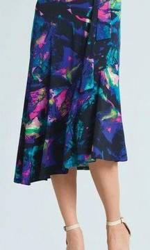 CLARA SUN WOO Womens Asymmetrical Hem Neon Splash Print Tie Skirt Size S 27SK