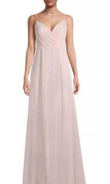 Levkoff Bridesmaid Petal Pink Chiffon V-back A-line Gown Dress 6 NEW