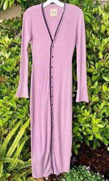 Chaser Pink/Lilac Maxi w/Black Lace Trim Duster/Cardigan/Topper. Small New (NWT)