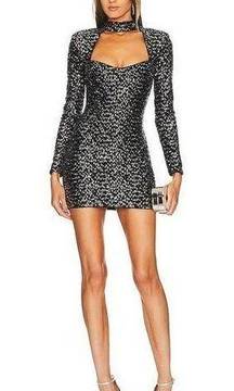 x Revolve Vicky Mini Dress in Black And Silver Small New Womens