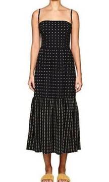 - Barneys Black Voyage Dusty Square Embroidered Halter Maxi Dress