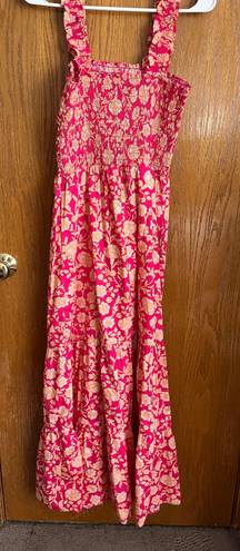 Pink And Orange Floral Dress Multiple Size M