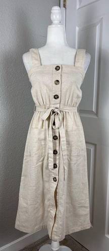 Timing Linen Blend Button Down Dress