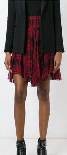 Polo NWT  Ralph Lauren 100% Silk Red Plaid Handkerchief A Line Skirt size 14