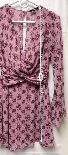 Trixxie Size Small Dress Pink Floral‎ Bell Sleeve Sheer Lined Spring BD1703
