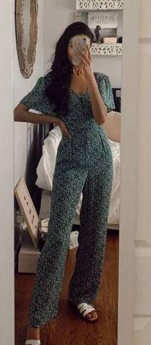 Francesca's Francesca’s Green Floral Jumpsuit