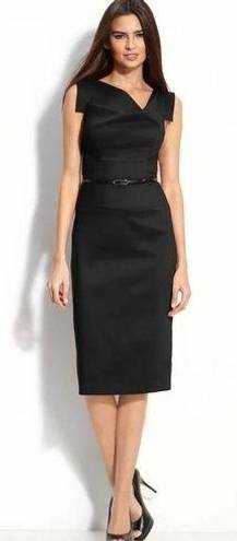 Black Halo NWT  'Jackie' Belted Gabardine Sheath Dress (12)