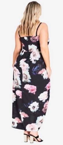 City Chic Floral Drape Black Maxi Dress 20