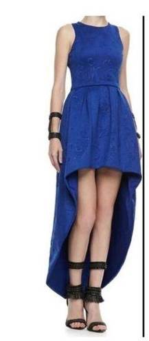 AlexisTabi Embroidered Blue High-Low Dress