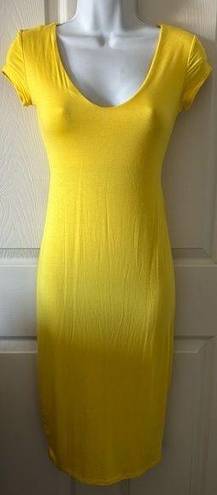 See You Monday  Los Angeles Women’s Midi Knit Yellow Bodycon Dress Size Small‎