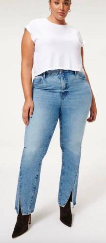 Good American Good Boy Slit Hem Ripped High Rise Boyfriend Jeans 16