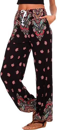 Urban Coco Women’s Floral Print Boho Yoga Harem Jogger Pants