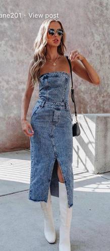 Lane 201  Denim Tube Midi Dress