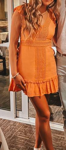 Ruffle Mini Dress Orange Size M