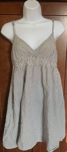 Divided White And Gray Striped  Dress