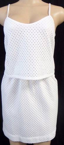 The Loft "" WHITE EYELET OVERLAY TOP CAREER CASUAL DRESS SIZE: 8 NWT $80