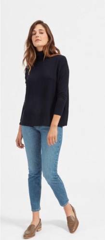 Everlane Luxe Wool Square Turtleneck in Navy Blue 100% Merino Wool