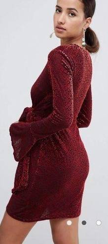 C/MEO COLLECTIVE C/Meo breakthrough red velvet long sleeves mini dress size XL