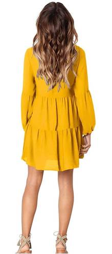 Long Sleeve Swing Dress Yellow