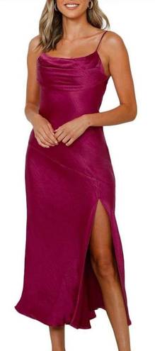 NWT Fushcia Satin Midi Dress