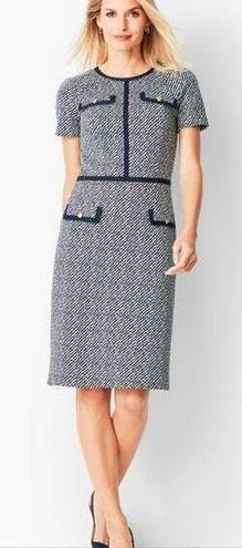 Talbots  Textured Stripe Ponte Sheath Dress Navy Blue S