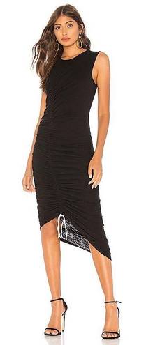 Cinq à Sept Cinq a Sept Cora women’s black asymmetrical ruched midi dress XS extra small