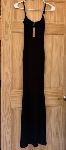 SKIMS Long Slip Dress in Onyx