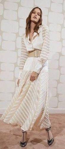 Alexis  Juliska Sheer-Paneled Maxi Blazer Dress/Gown NWT White/Ivory Size Small