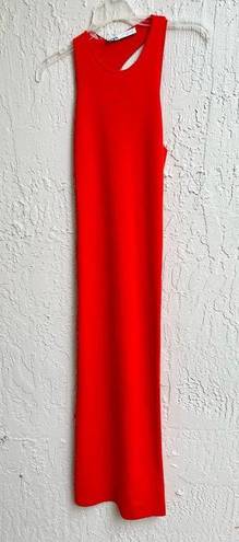 ZARA slip on maxi dress asymmetrical back red small new with tags