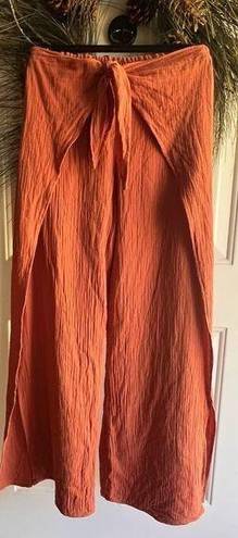 Young Fabulous and Broke YFB  Palazzo Wide Leg front tie textured Boho style pants