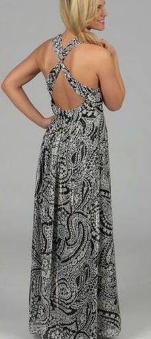 Oleg Cassini  Black Paisley Printed Long Dress