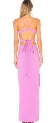 Halston Heritage Open Back Long Gown Cut Outs Orchid Bright Purple Pink sz 12