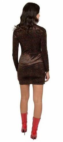 Black Halo  Briar Green Animal Print Crushed Velvet Long Sleeve Mini Dress Size 6