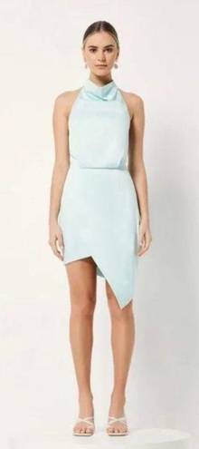 Elliatt  Camo Asymmetric Satin Cocktail Dress in Seafoam Size Large