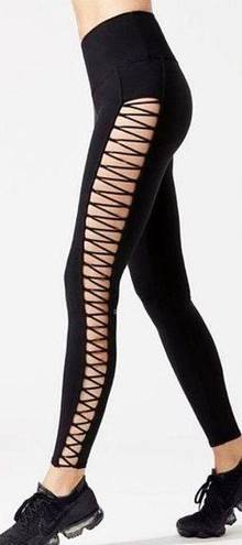 Alo Yoga High Line Lace Up Leggings Black Cut Outs Corset Cutouts