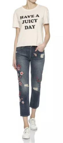 Juicy Couture Women's  Black Label Denim Floral Boyfriend Jeans, Sz 27 - New!