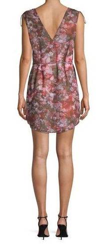 Haute Hippie 🆕  Women's Purle Floral Print haute V-Neck Mini Dress Medium