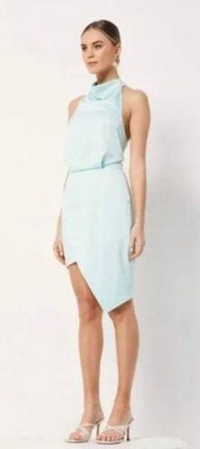 Elliatt  Camo Asymmetric Satin Cocktail Dress in Seafoam Size Large