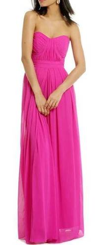 Badgley Mischka  Collection Magenta Fluorescent Chiffon Strapless Gown 10