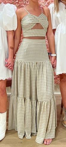 Mabel Tan Gingham Skirt Set